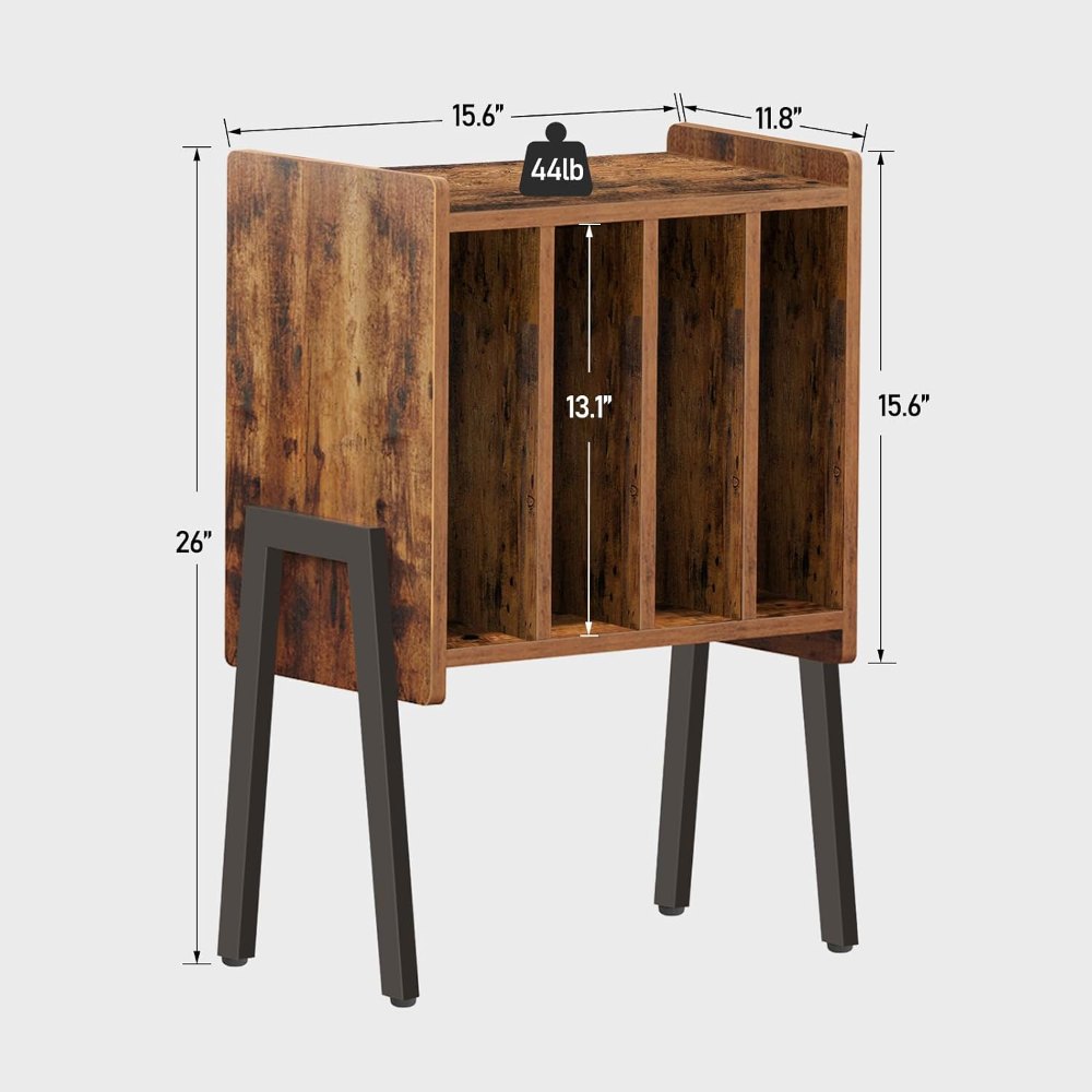Record Player Stand, Rustic Brown, view 3