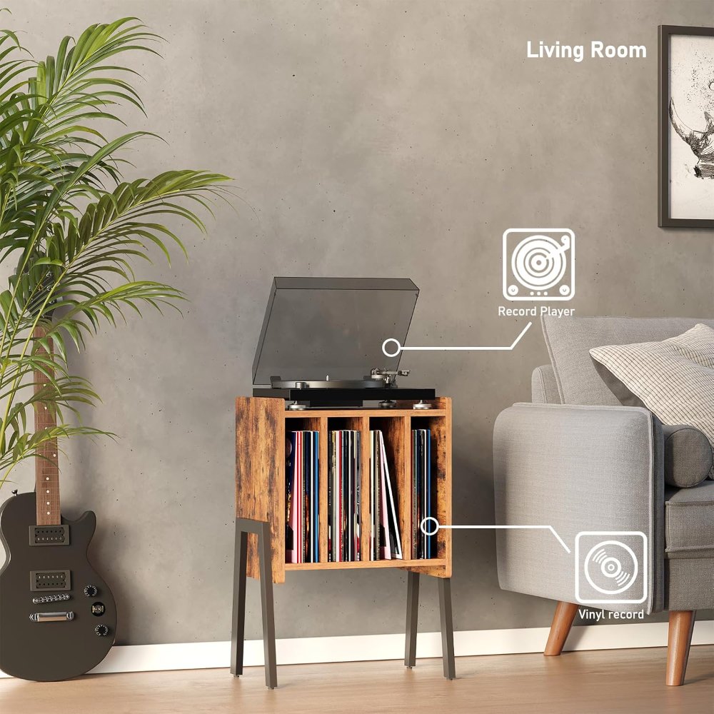 Record Player Stand, Rustic Brown, view 4