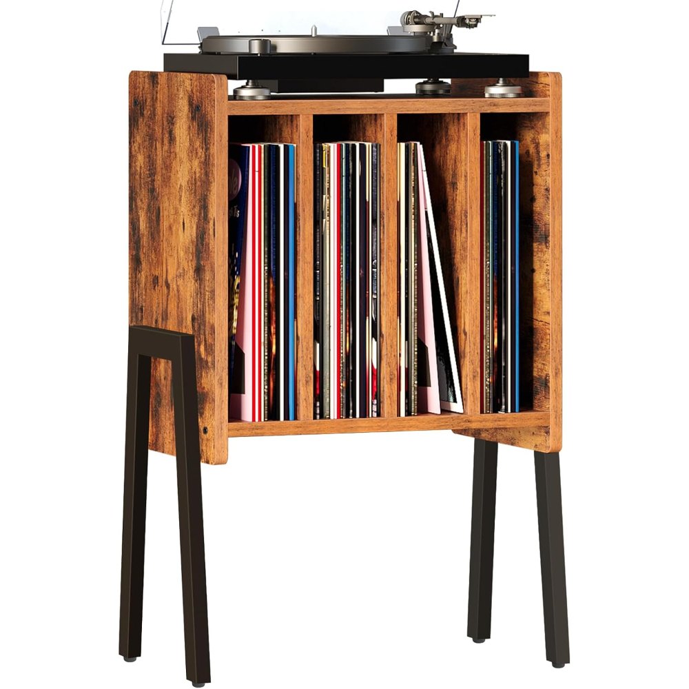 Record Player Stand, Rustic Brown, view 6