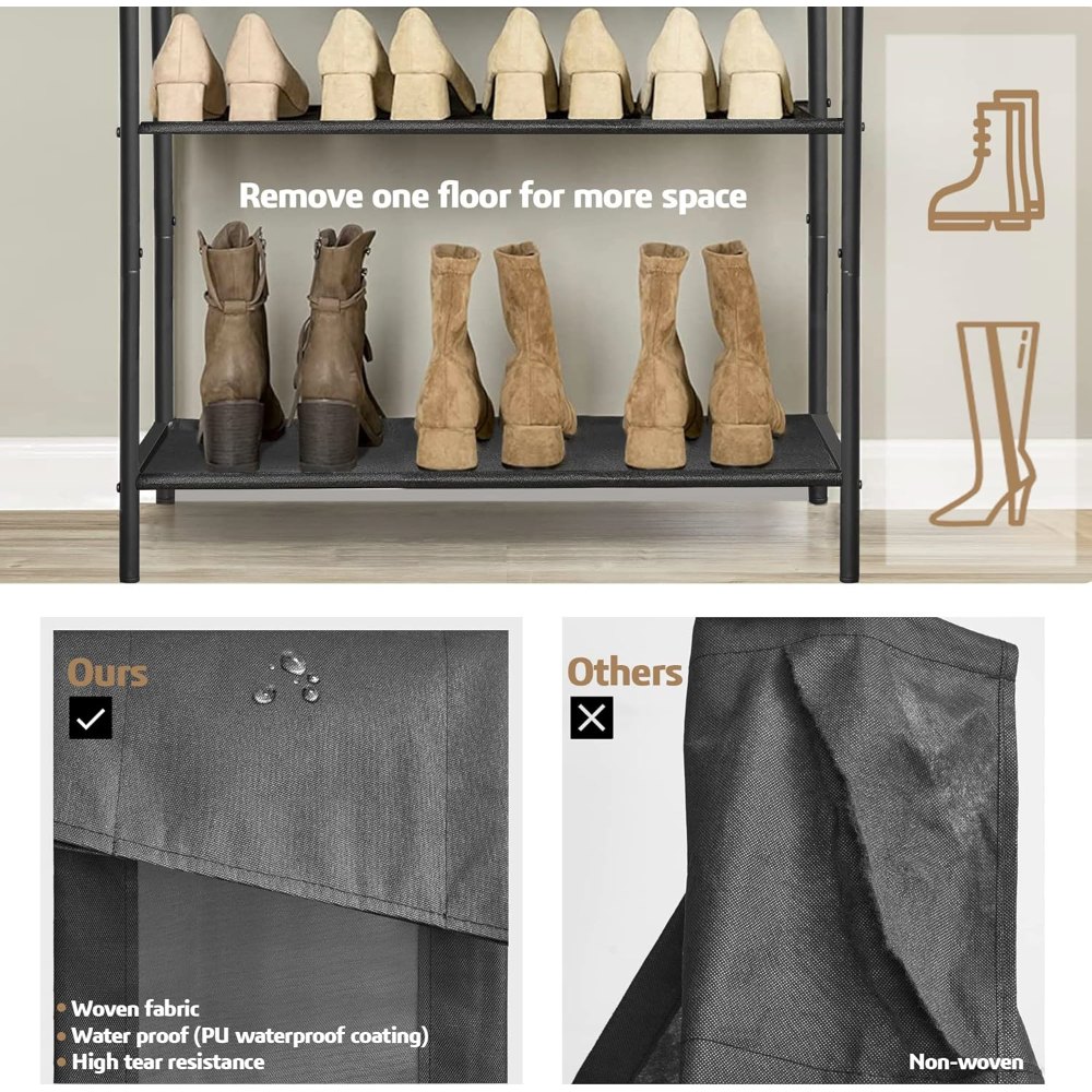 Shoe Rack 5 Tier, Rustic Brown, view 6