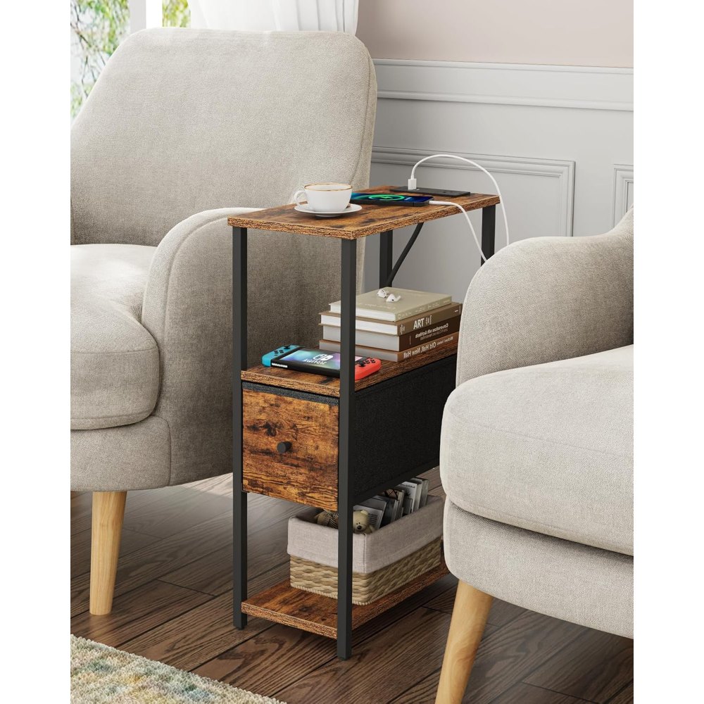 Small Narrow End Table, Set of 2, Brown, view 2