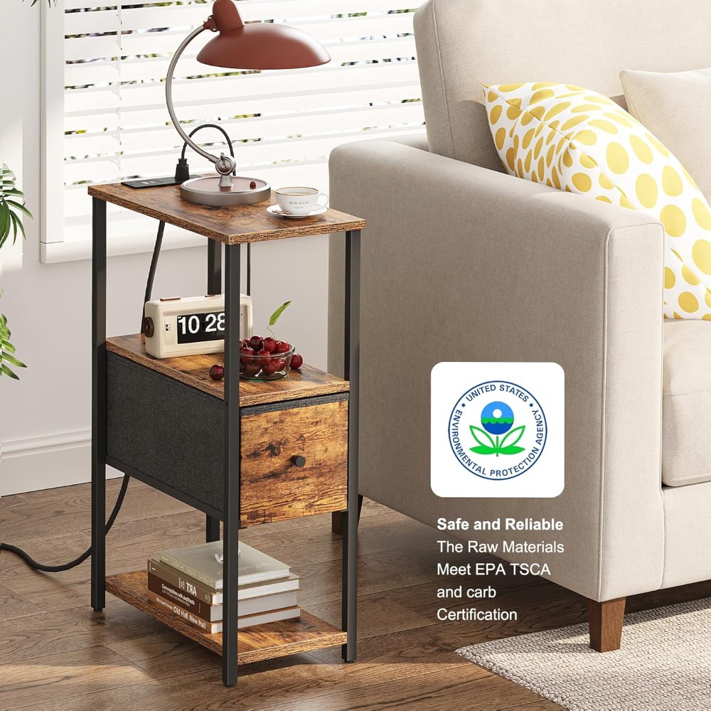 Small Narrow End Table, Set of 2, Brown, view 4