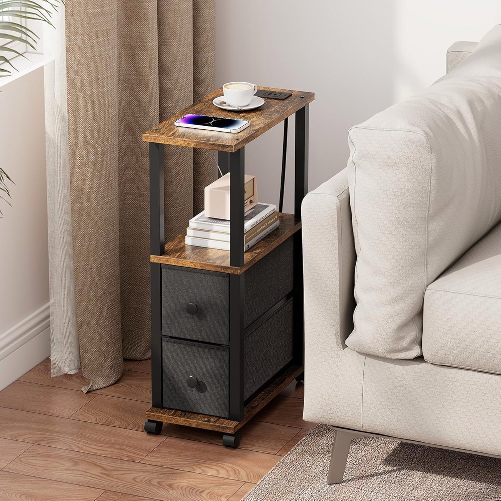 Small Narrow End Tables, Brown, view 2