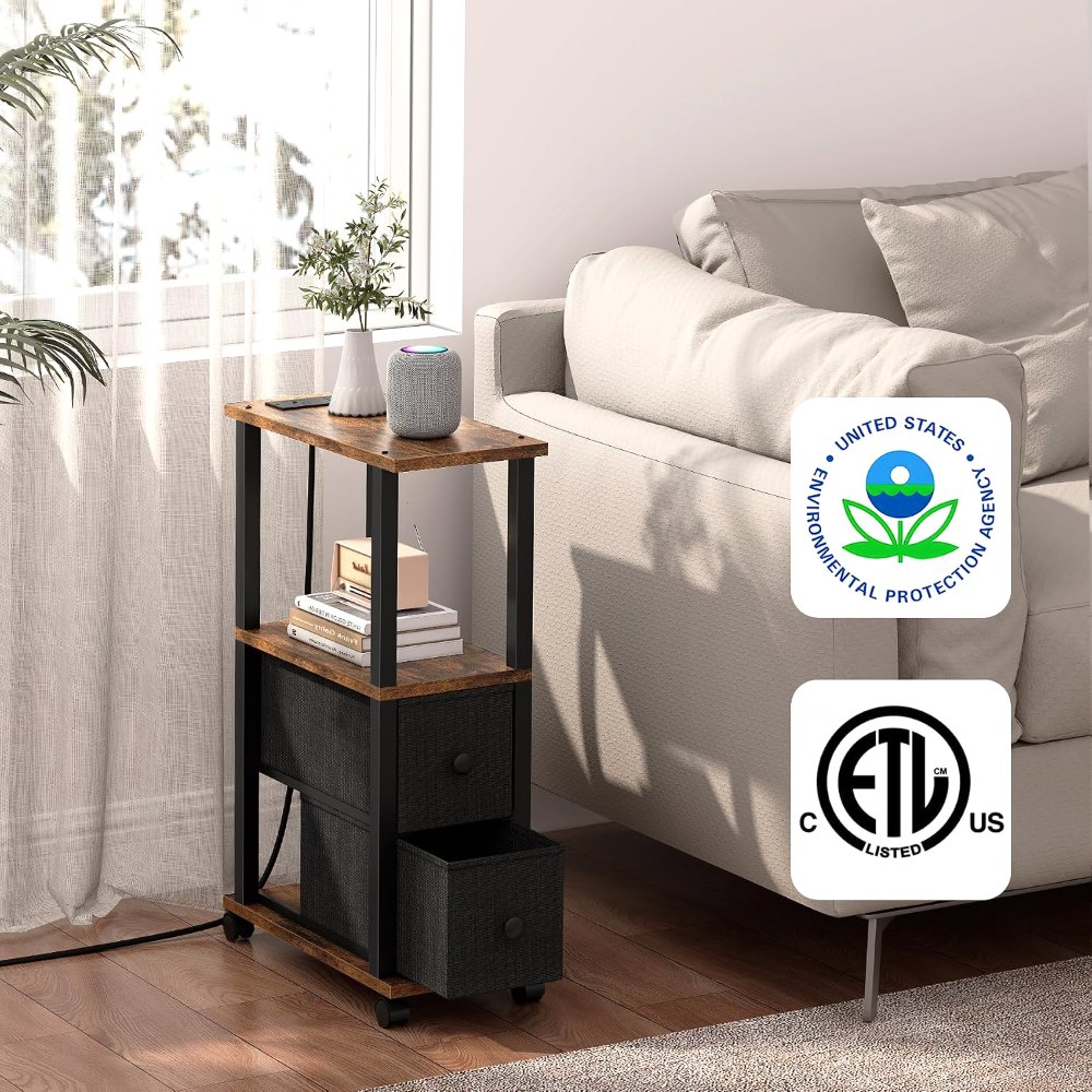 Small Narrow End Tables, Brown, view 4