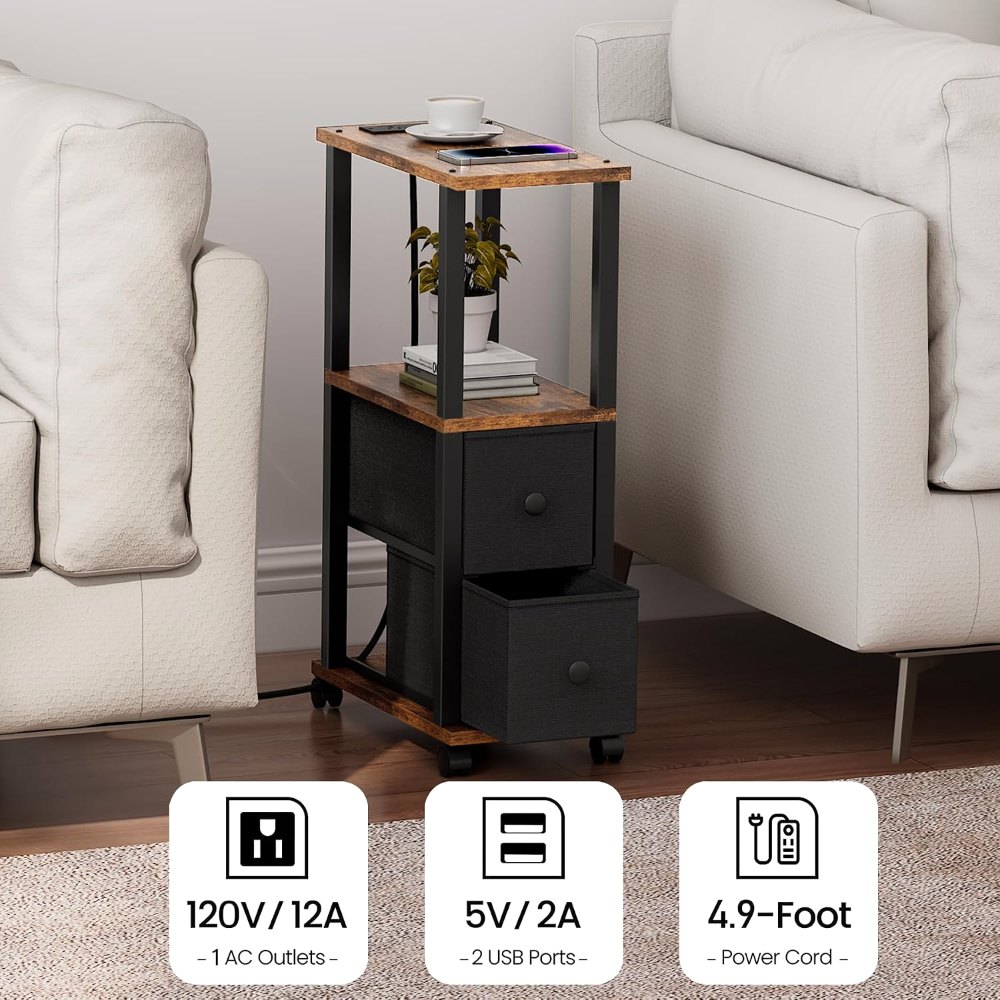 Small Narrow End Tables, Brown, view 5