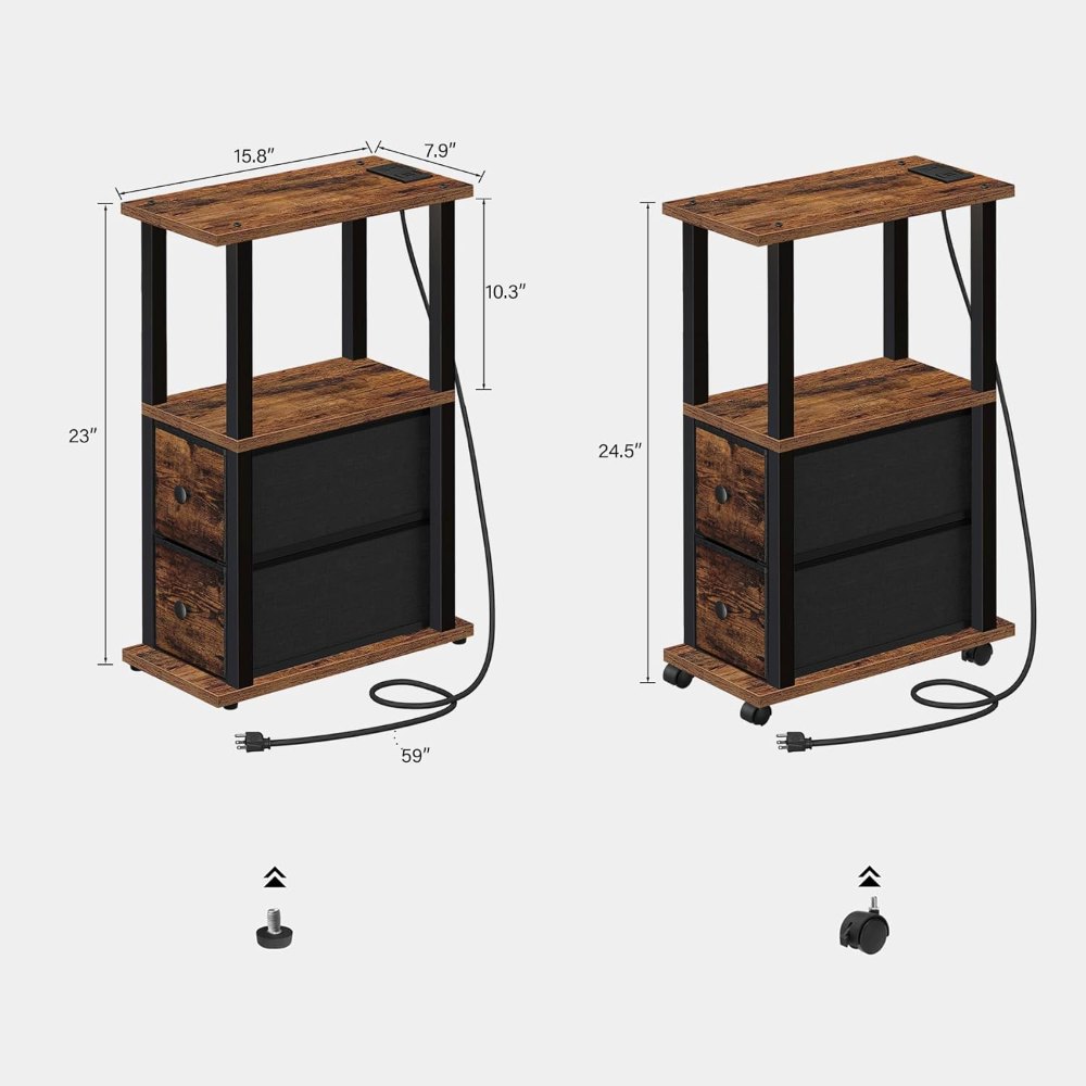 Small Narrow End Tables, Brown and Black, view 3