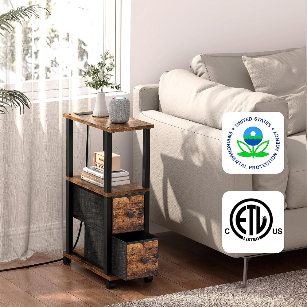 Small Narrow End Tables, Brown and Black, view 4