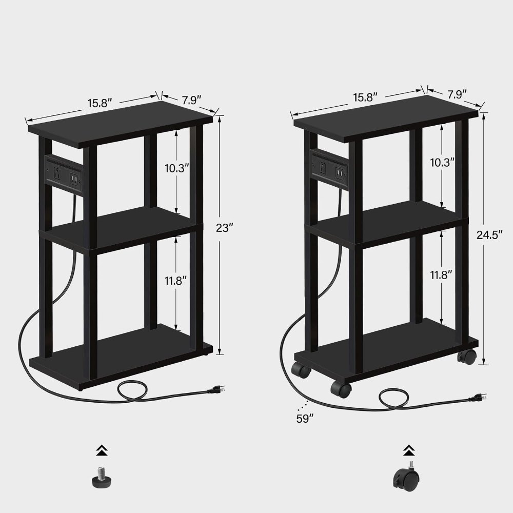 Small Narrow Side Table, Set of 2, Black, view 3