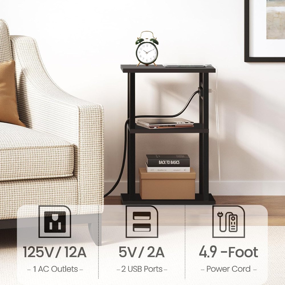 Small Narrow Side Table, Set of 2, Black, view 5