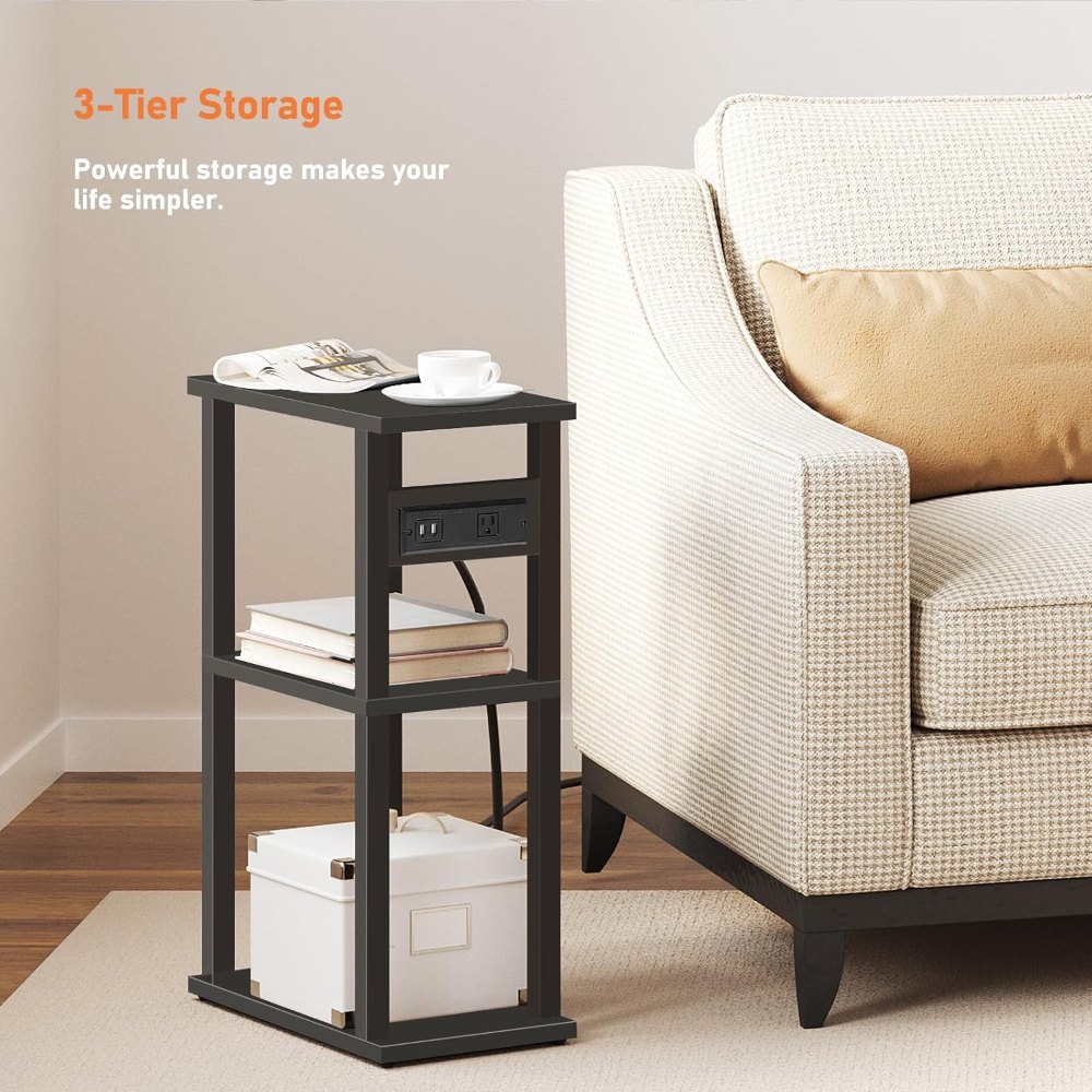Small Narrow Side Table, Set of 2, Black, view 6