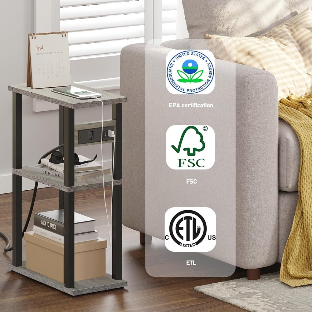 Small Narrow Side Table, Set of 2, Greige, view 4