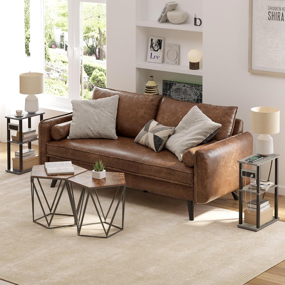 Small Narrow Side Table, with Charging Station, Greige, detail 8