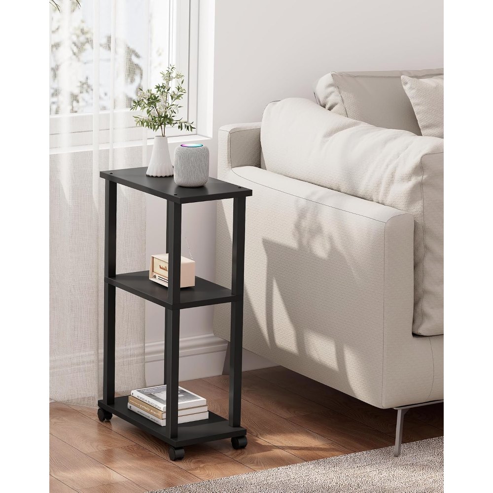 Small Side Table, on Wheels, Brown, view 5