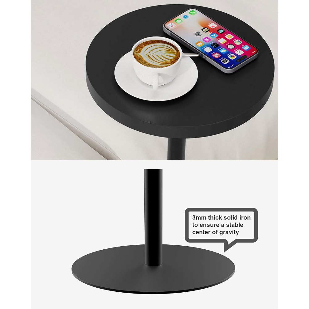 Tall Round Side Table, Black, 10" deep, view 5