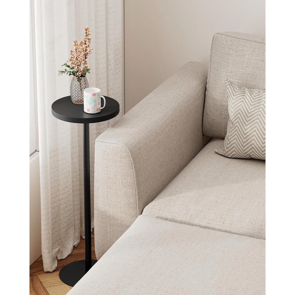 Tall Round Side Table, Black, 10" wide, view 3