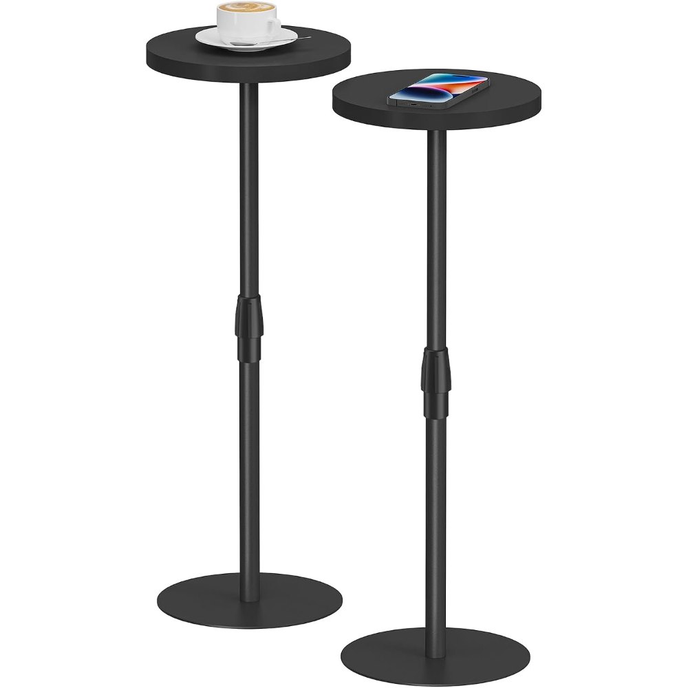 Tall Round Side Table, Black, 27.6" tall