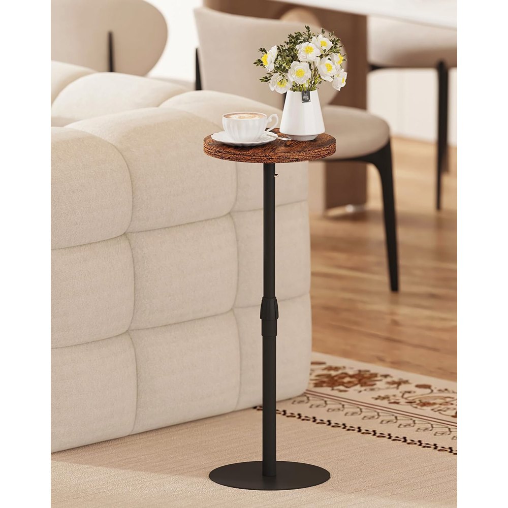Tall Round Side Table, Brown, 10" deep, view 2