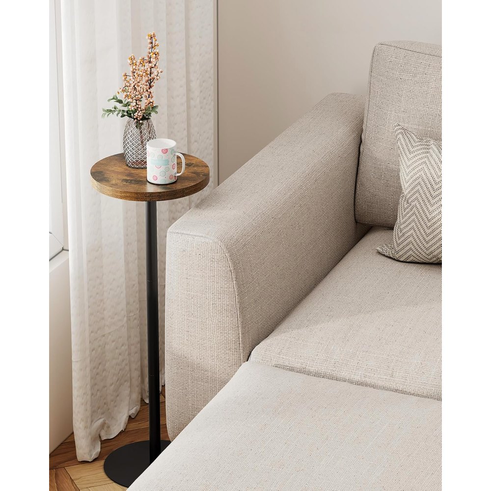 Tall Round Side Table, Brown, 10" wide, view 3