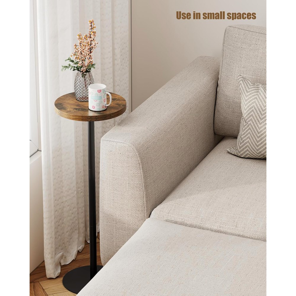 Tall Round Side Table, Brown, 10" wide, view 4