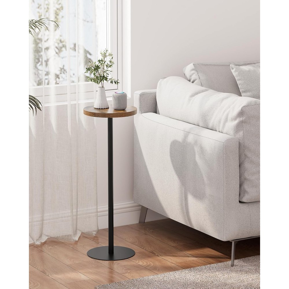 Tall Round Side Table, Brown, 10" wide, detail 8