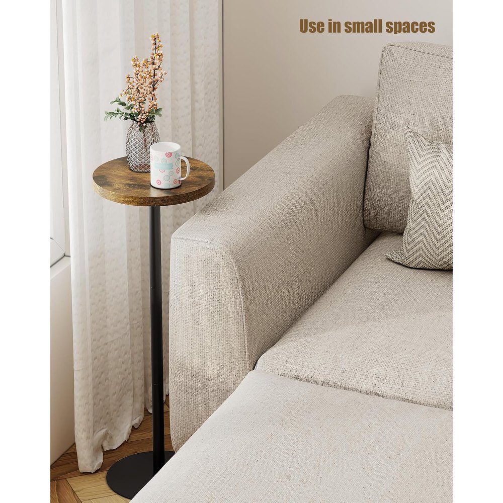 Tall Round Side Table, Brown, 27.5" tall, view 2