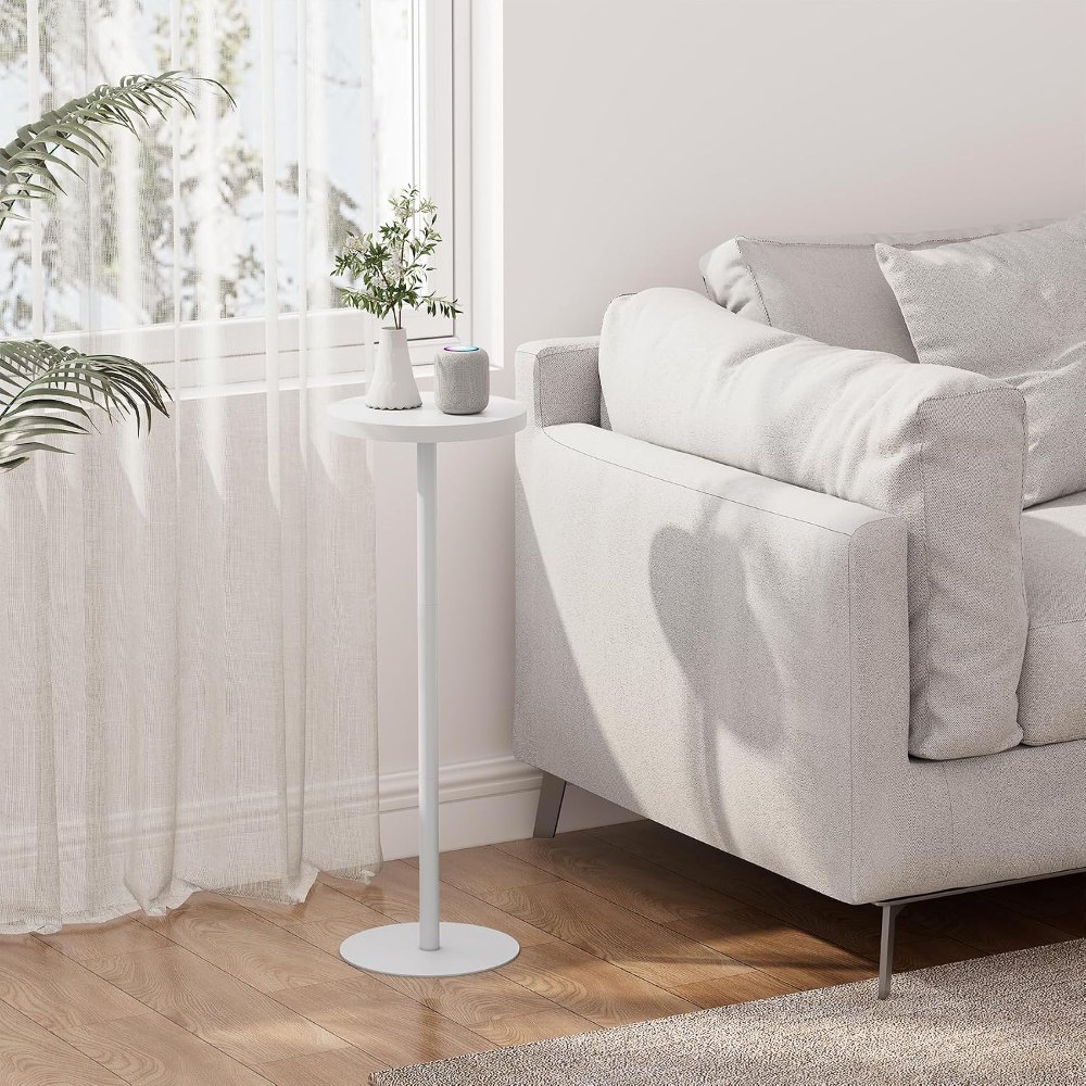Tall Round Side Table, White, view 5