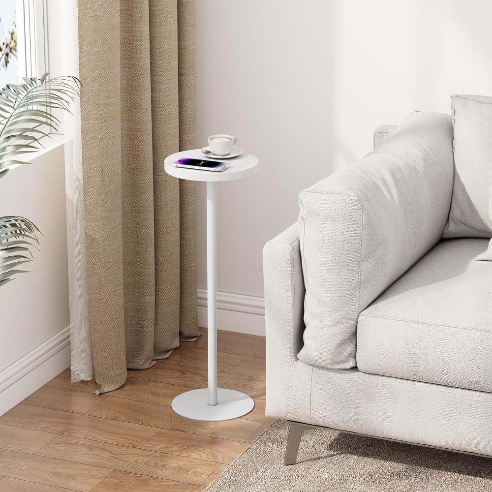 Tall Round Side Table, White, view 8