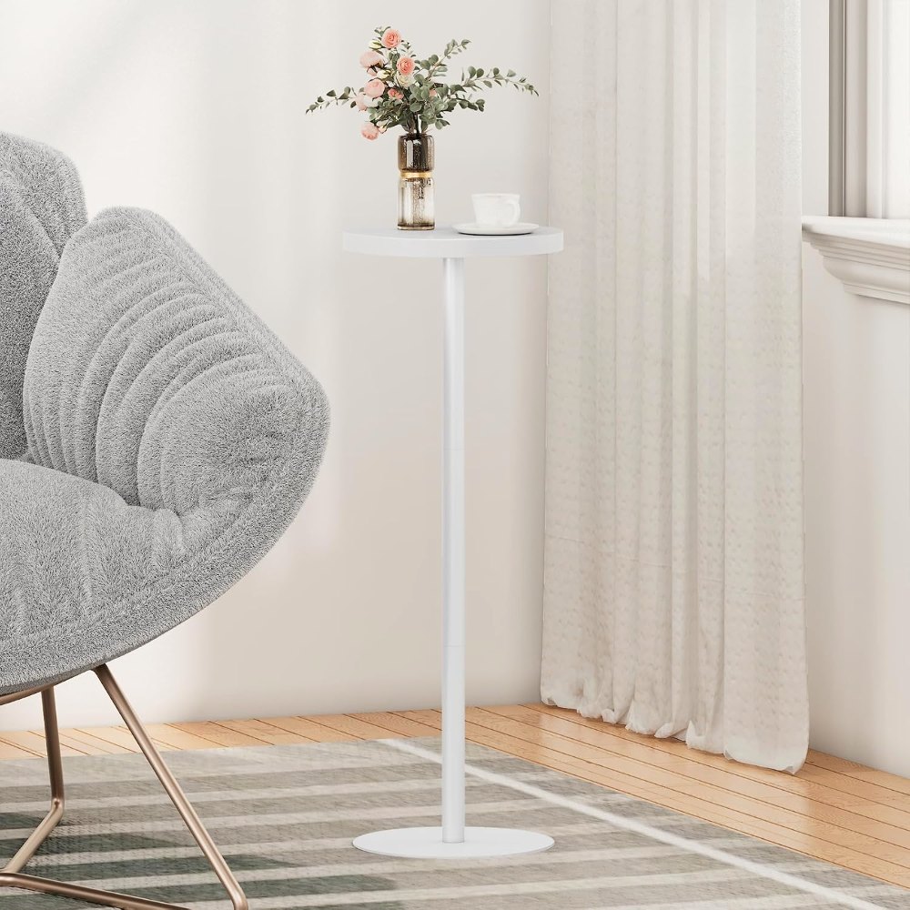 Tall Round Side Table, White