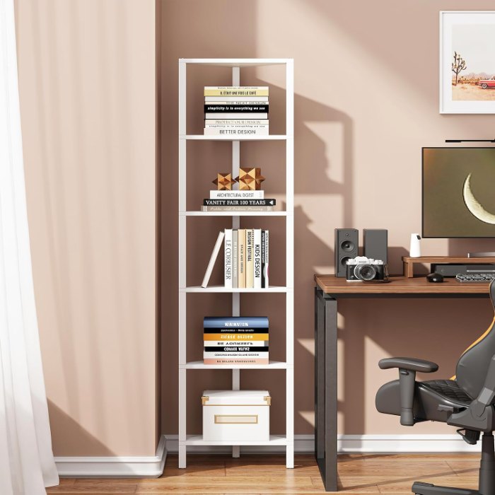 6-Tier Corner Bookshelf, White