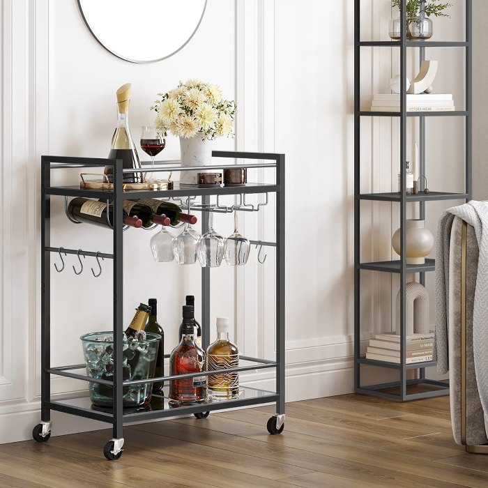 Bar Cart, Black, 23" wide