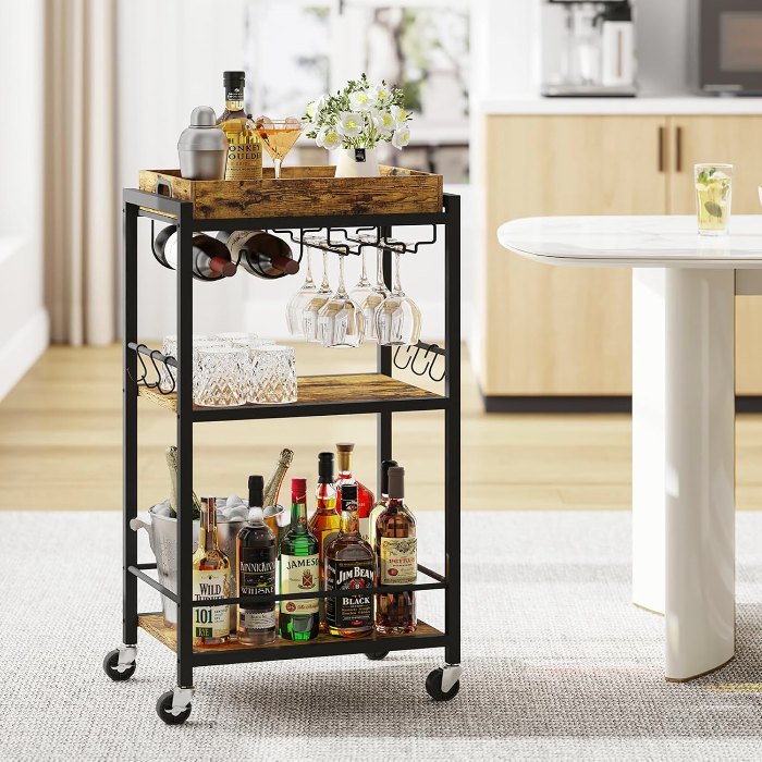 Bar Cart, Brown, 34.4" tall