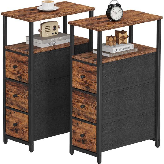 Narrow Night Stand, Brown, 15.9" wide