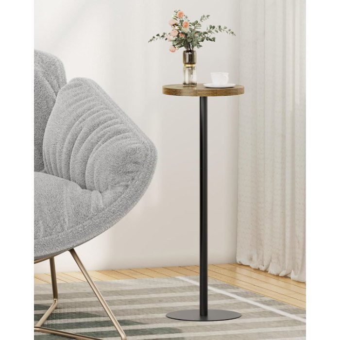 Tall Round Side Table, Brown, 10" wide