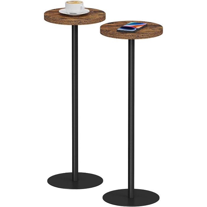 Tall Round Side Table, Brown, 27.5" tall