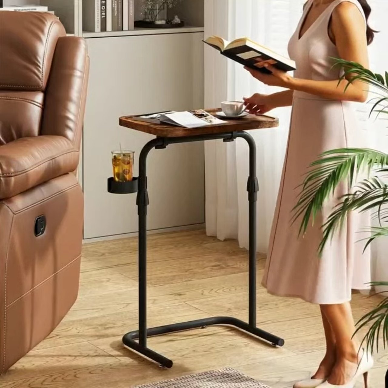 C Shaped End Table, Black, 15.7" wide, video